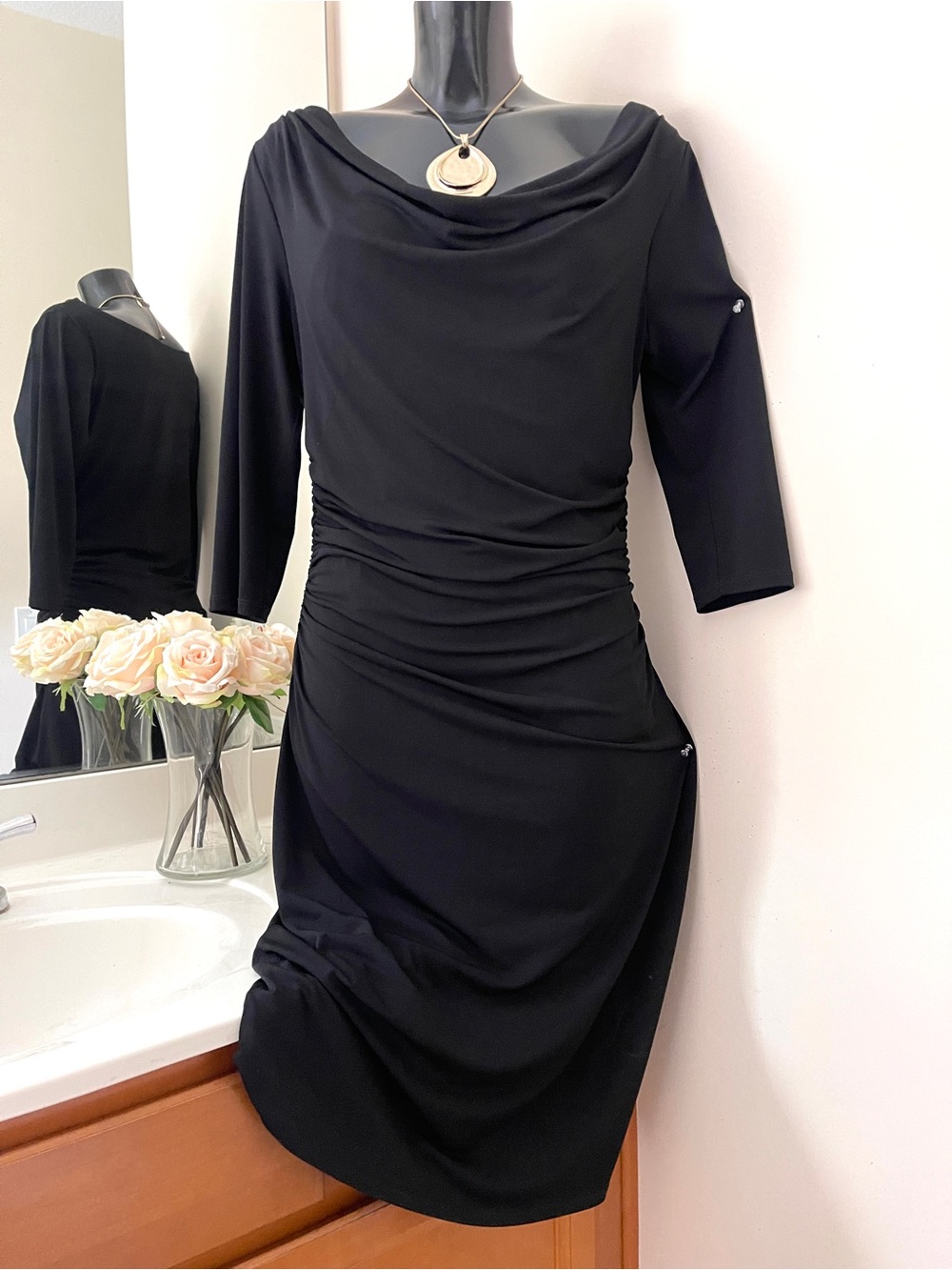 WHITE HOUSE BLACK MARKET Black Women’s Dress Sz 12 Sexy Slouch Dress Stretch XL